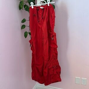 PACSUN - Red drawstring parachute pants